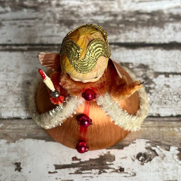 Vintage Christmas Composite Paper Mache Angel Ornament MCM Satin Japan - Picture 3 of 9